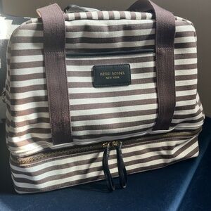 ❣️Henri Bendel Brown and White Striped ~ Weekender Bag❣️